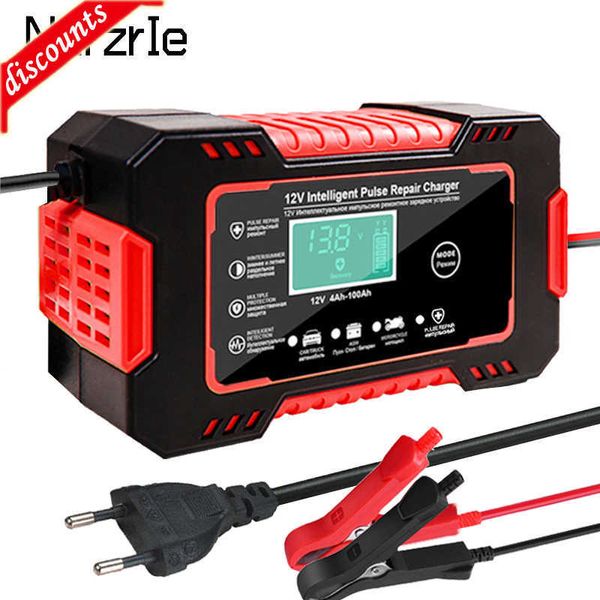 Neue Auto Batterie Ladegerät 12V Puls Reparatur LCD Display Smart Schnelle Ladung AGM Zyklen GEL Blei-Säure ladegerät Für Auto Motorrad