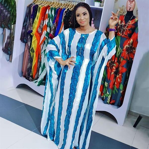 Abbigliamento etnico Abaya Dubai Maxi Bazin Design africano Abito allentato Abito da donna Musulmano Abiti da festa europei American209A