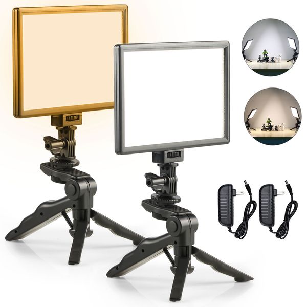 Commercio all'ingrosso 2pcs fotografia LED lampada luce video con schermo LCD bicolore HD CRI95 + per studio fotografico da tavolo DSLR con treppiedi