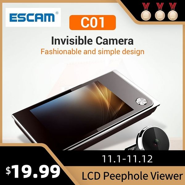 Campanelli Escam C01 LCD digitale da 3,5 pollici Visualizzatore spioncino da 120 gradi po monitoraggio visivo fotocamera elettronica cat eye fotocamera campanello 230701