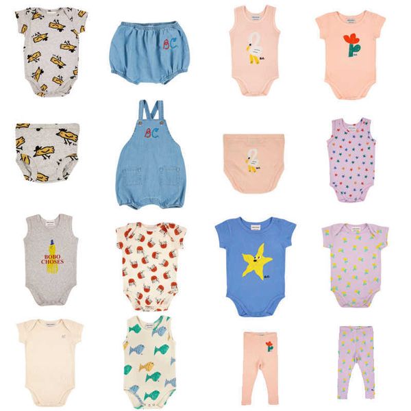 Roupinhas de bebê para bebês Bobo 2023 novo verão crianças meninas uma peça BC infantil menino padrão de desenho animado menina animal print macacão roupasHKD230701