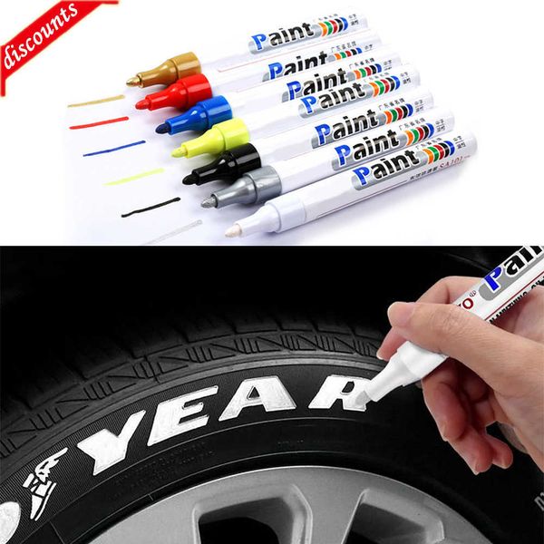 Yeni 1 adet beyaz su geçirmez arabalar tekerlek lastik yağlı işaret kalem otomatik lastik boya kalem cd metal kalıcı boya işaretçisi grafiti rötuş