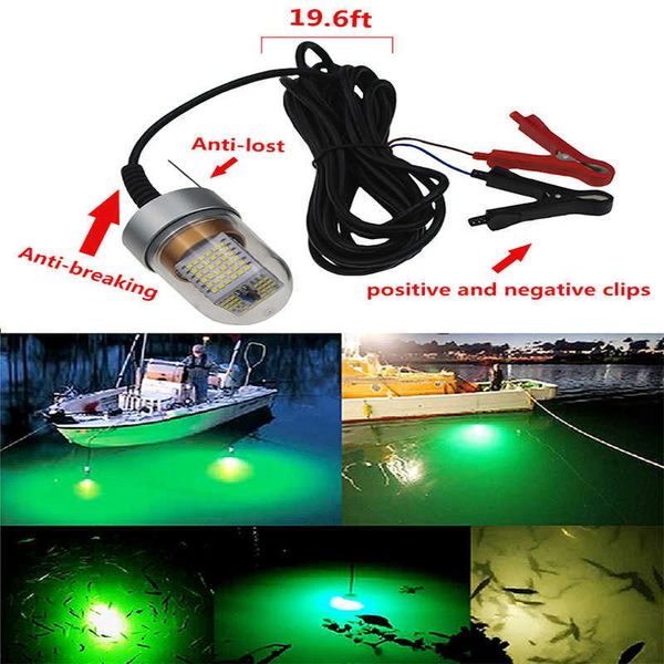 Fish Finder 12V 90W 126 LED 9000 Lumen nedsänkbara fiskeljus attraherande Spearfishing ljus Nattgrön fiskbåtslampa med batteri Cl HKD230703