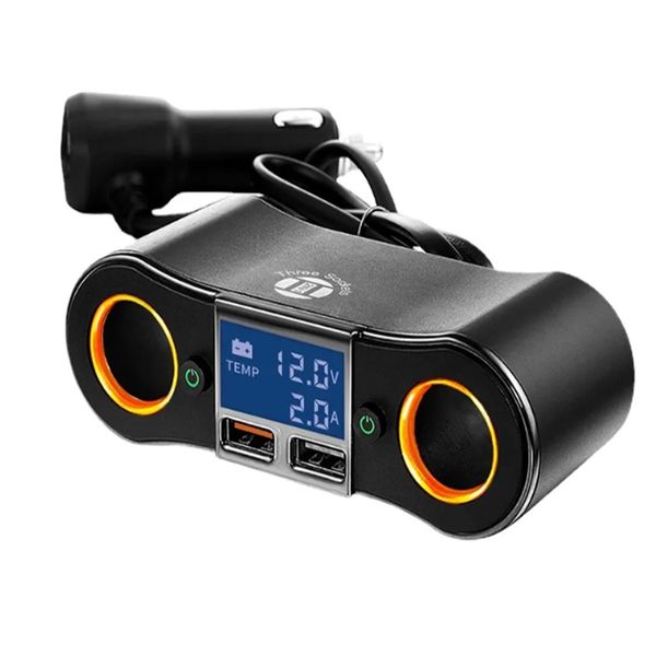 ZNB02 Auto-Zigarettenanzünder-Adapter mit Dual-High-Power-Digitalanzeigeschalter und QC3.0-Schnellladeanschlüssen _ Eins-zu-Zwei-Auto-C