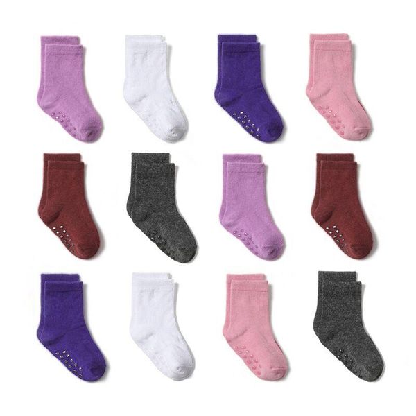 Socken 12Pairs/Los Antislip -Bootssocken für Kinder mit niedriger geschnittener Bodensocke für Kindersocken 0 bis 6 Jahre