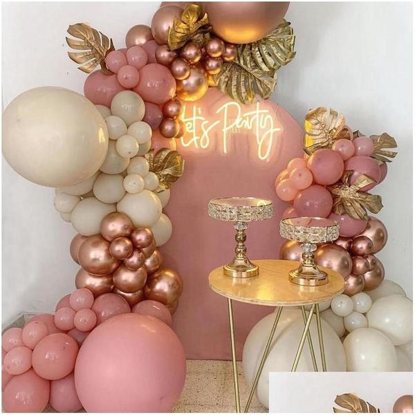 Decorazione per feste 102Pcs Palloncino in oro rosa Ghirlanda Arco Kit Matrimonio Compleanno Palloncino Decor Bambini Baby Shower Lattice Confetti Ballon Drop Dhjbo