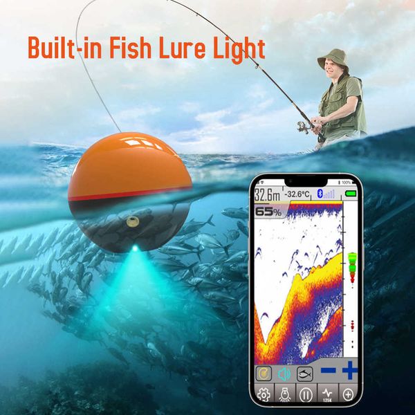 Fish Finder F68 Смарт -телефон Беспроводной рыб Finder 125 кГц/330 кГц эхо -эхолдер с двумя лучами Портативный сонар для рыбалки для рыбалки HKD230703