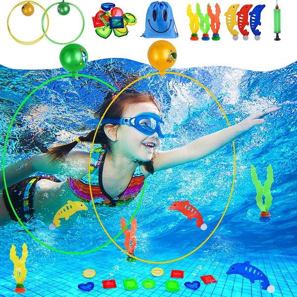 Sandspiel-Wasserspaß 22-teiliges Poolspielzeug für Kinder 3 10 Unterwasserschwimmspiele Tauchtraining Geschenke Kinder Sommerparty Outdoor-Aktivitäten 230703