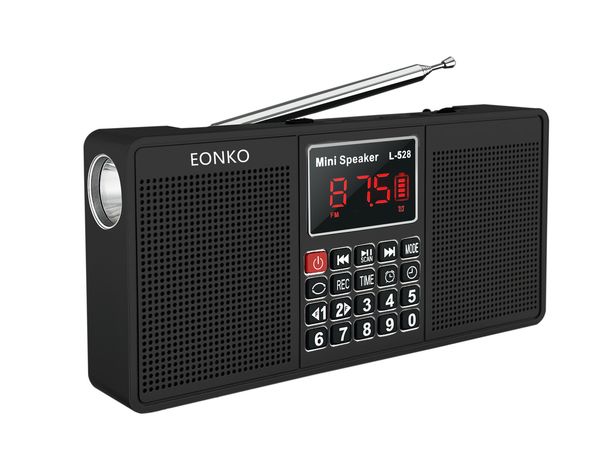 Radio Eonko L-528 Многофункциональный стереопроизводный динамик с Bluetooth Am fm tf USB Handsfree Aux Recorder Плавочный фонарик Тип тревоги C 230701