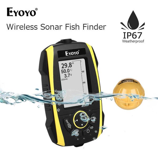 Рыба -искатель Eyoyo Portable 2,4 дюйма беспроводной рыбы Sunlight Sunlight Readable Fishfinder Color Tft 147 футов/45 м. Детектор сонар для рыбалки HKD230703