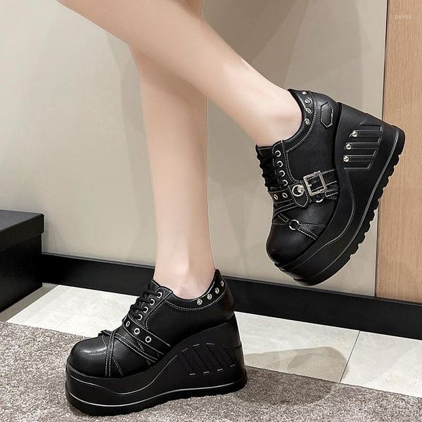 Scarpe eleganti moda nero stile gotico ragazze cosplay piattaforma tacchi alti sneakers zeppe donna pompe per le donne