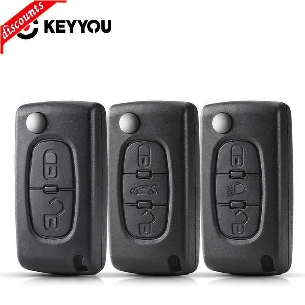 Novo caso de chave remota KEYYOU para Peugeot 207 307 308 407 607 807 Para Citroen C2 C3 C4 C5 C6 Flip Folding Car Key shell 2/3/4 Botões