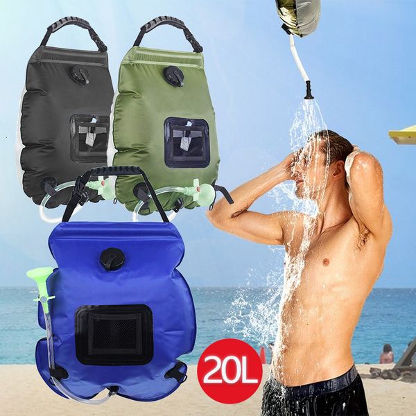 Accessori da spiaggia Borsa da doccia solare esterna portatile da 20 litri Riscaldamento Borse da acqua pieghevoli da trekking Attrezzatura da campeggio Testa commutabile 230701