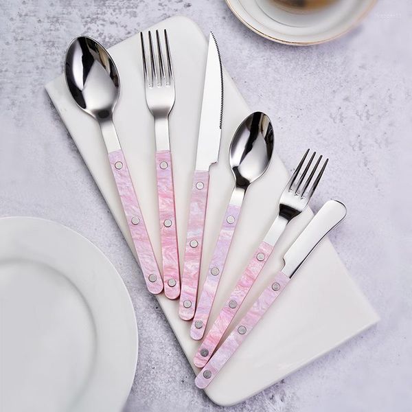 Set di stoviglie Mirror Light Stoviglie di lusso in polvere che scorre colorato Starlight Room Butter Western Cake Knife Cucchiaio Attrezzo da cucina