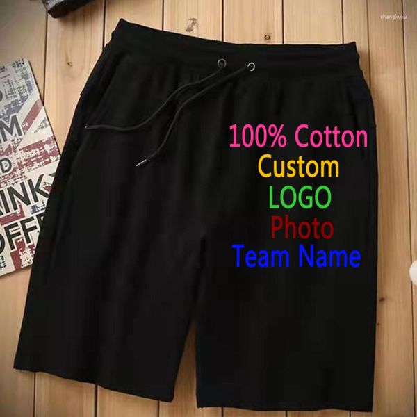 Calça Feminina 2023 Personalizada LOGO 260g Penteado Cor Sólida Algodão Níquel Calça Masculina Verão Perna Larga Solta Casual Tamanho Grande