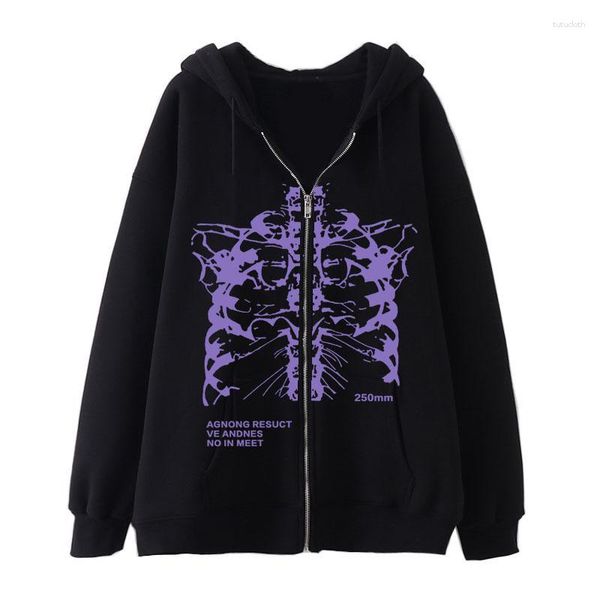 Damen Hoodies Dark Gothic Skelett Mädchen Junge Winter verdicken Langarm Jacke Top Mantel Mann Reißverschluss Hip Hop Harajuku Y2k Kawaii Reißverschluss lustig