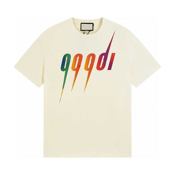 23ss Designer Stylist T Shirts Moda Masculina Rainbow Letter Print T-shirts Masculino Feminino Manga Curta Hip-hop Streetwear Camiseta de Algodão Tamanho Euro S-xlb7k3