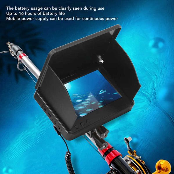 Fish Finder 5in Fishing Camera LCD IPS Display 220 Lente Grande Angular Fish Finder Detector com luz de preenchimento 20m Tensile 100kg Linha de Pesca HKD230703