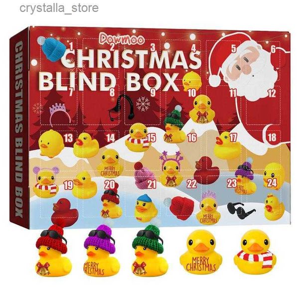 Calendário do Advento de Natal Patos Conjunto de 24 peças Bonito Pato de Borracha Ano Novo Contagem Regressiva Alívio do Estresse Presentes Criativos de Natal para Crianças L230518