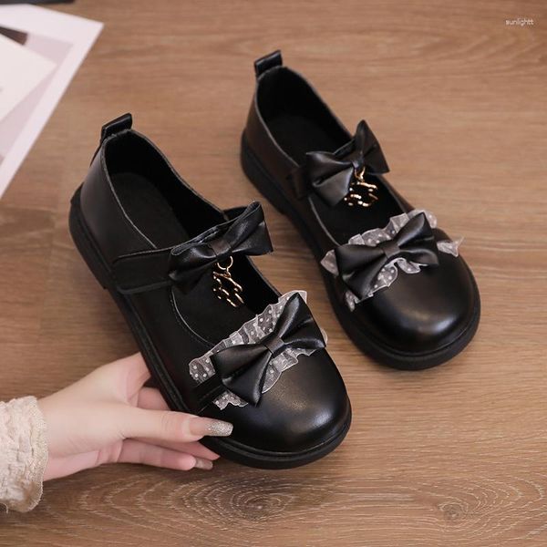 Kleid Schuhe Gothic Lolita Schleife Bär Mary Jane Damen Süße Kawaii Plattform Flache Frauen Mode Designer Schnalle Riemen Leder