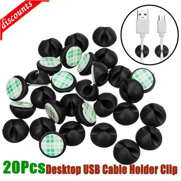 Nuovi 20 pezzi Clip per cavi per auto Linea USB in silicone Clip compatibili per la gestione del desktop per registratore di guida Accessori per auto