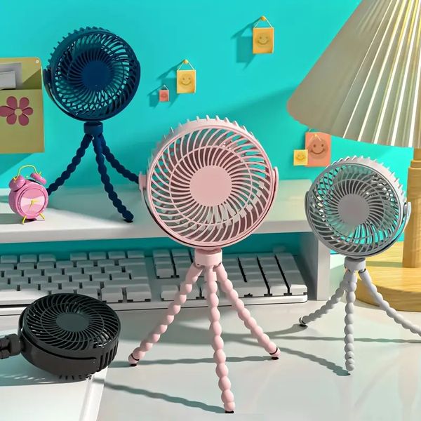 1 adet taşınabilir el fan, USB elektrikli fan, güçlendirilmiş küçük katlanabilir şarj edilebilir fan, mini ventilatör, sessiz dış mekan soğutucu, ahtapot fan, düzeltmek için ücretsiz