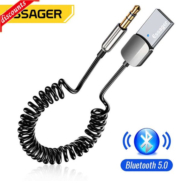 Novo Essager Aux Adaptador Bluetooth Cabo De Áudio Para Carros USB Bluetooth 3.5mm Jacks Receptor Transmissor Music Speakers Dongle Handfree