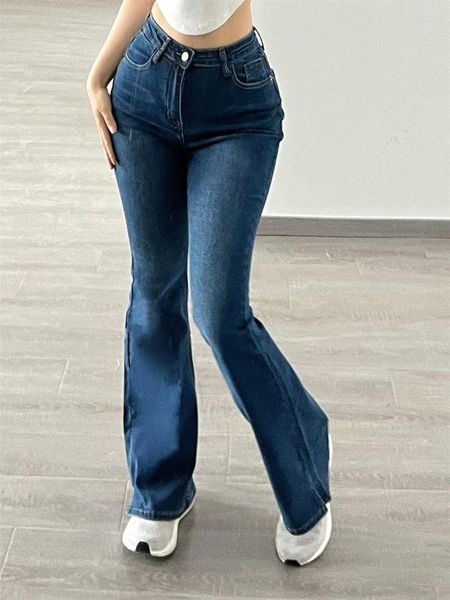 Damenjeans TVVOVVIN Spicy Girl High Waist Elastic Slim Fit Small Split Micro Flare Damen Tight Hip Wrap Denim Pants DRAS