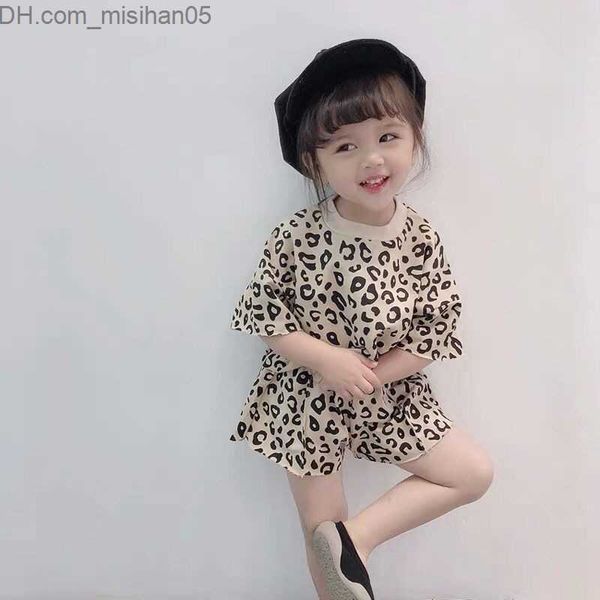 Kleidung Sets Kleidung Sets kinder sommer Baby Mädchen Baumwolle Kleidung Infant Leopard Print T-shirts Shorts 2Pcs Kinder Trainingsanzüge 230505 Z230703