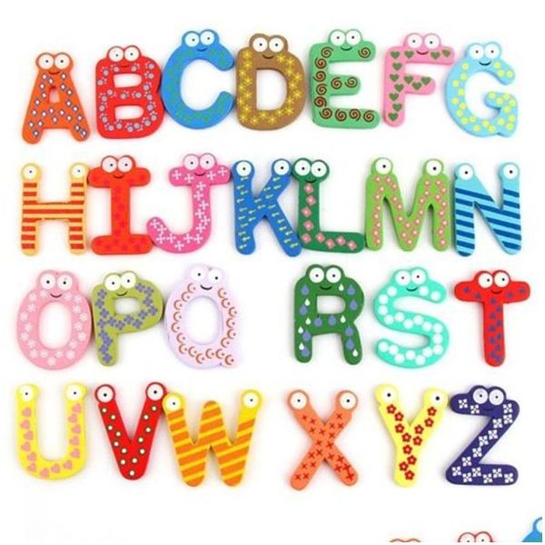 Kühlschrankmagnete Kinder Baby Holz Alphabet Buchstaben Cartoon Pädagogische Lernstudie Spielzeug Uni Geschenk Drop Lieferung Hausgarten DHNBZ