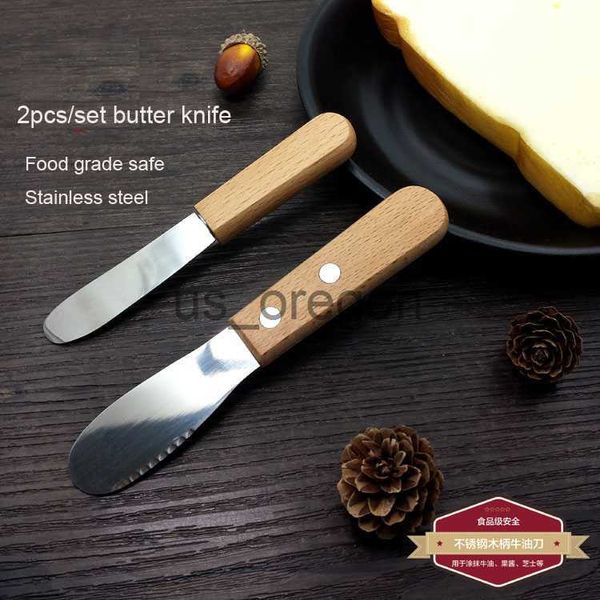 Set di stoviglie 2 pezzi Acciaio inossidabile Formaggio Burro Spatola Coltelli Bambino Bambino Sabbia Formaggio Affettatrice Coltello Taglierina Sicurezza Utensili da cucina Accessori x0703