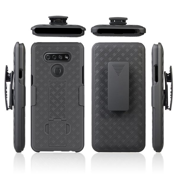 Custodia per telefono Defender per LG Stylo 7 6 5 K51 K31 V40 ThinQ con cavalletto Fondina con clip da cintura Custodia resistente antiurto con motivo in tessuto Cover posteriore per telefono