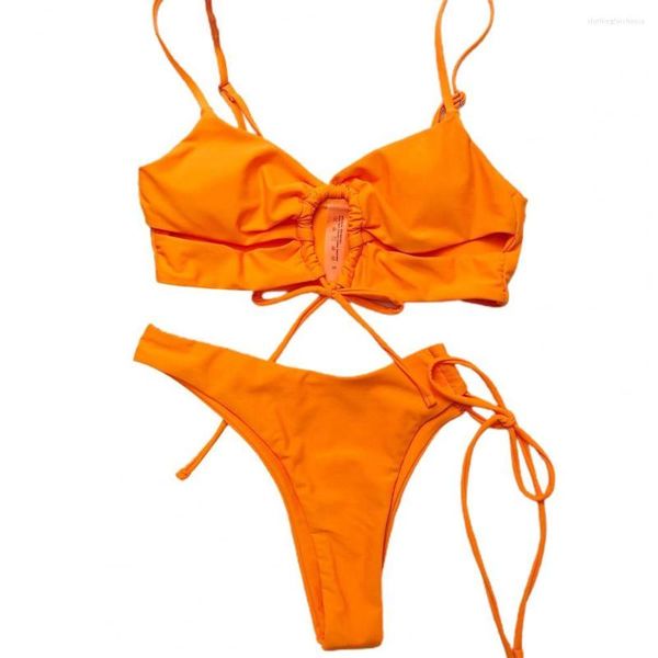 Costumi da bagno da donna Attraenti spalline regolabili Elastico Sexy Tinta unita Set da donna Costume da bagno elasticizzato di buona elasticità