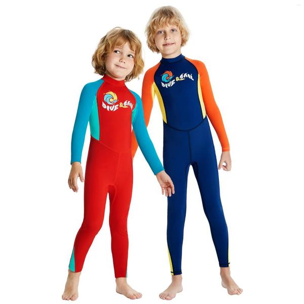 Damen Bademode Jungen Rash Guard Kinder Surfen Badeanzug Lange Ärmel Patchwork Strampler Badeanzug Strand Hose Kinder