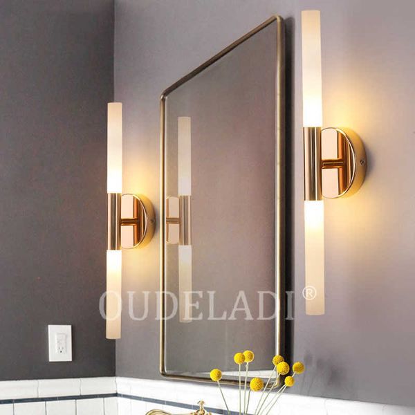 Wandleuchten Moderne Metallrohrrohr-Up-Down-LED-Lampen Schlafzimmer Foyer Waschraum Wohnzimmer Toilette Badezimmer Wandleuchte LampeHKD230701