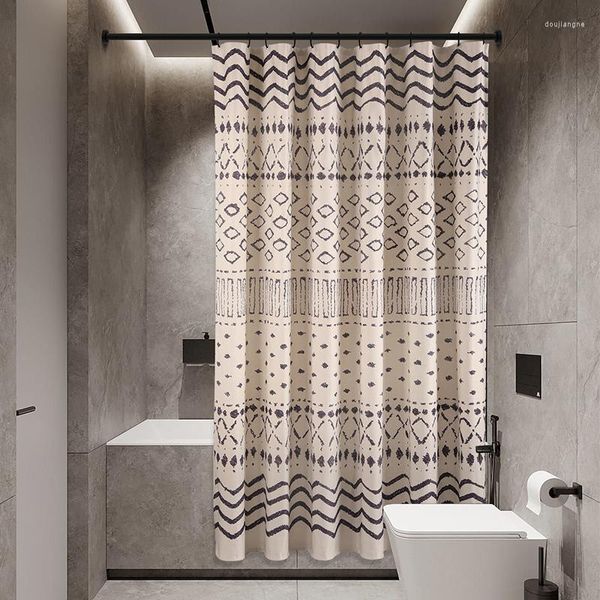 Cortina liangqi/sivia elegante imitação de linho para casa cortinas de chuveiro à prova d'água para banheiro tecido grosso à prova de mofo tamanho personalizado