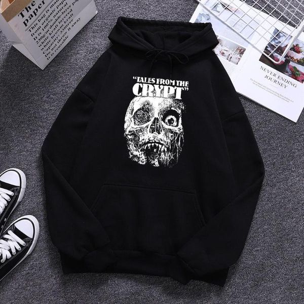 Felpe con cappuccio da uomo Tales From The Crypt Horror Skull Prints Maschile Abbigliamento in pile carino High Street Hip Hop Felpa Pocket Mens Pullover