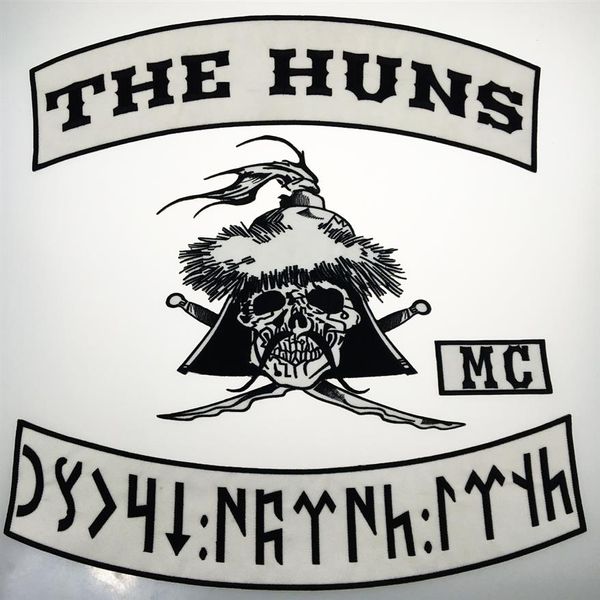 NEU ANKUNFT The HUNS bestickter MC-Patch für Biker-Weste, Lederjacke, Weste-Patch, großes Abzeichen 244T