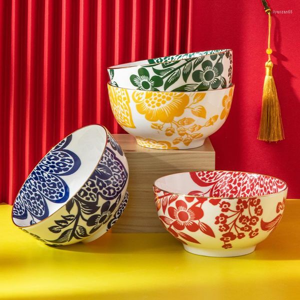 Conjuntos de louça Nordic Wind Creative Phnom Penh Tigela de cerâmica El Home Color Sopa de arroz com macarrão Talheres japoneses