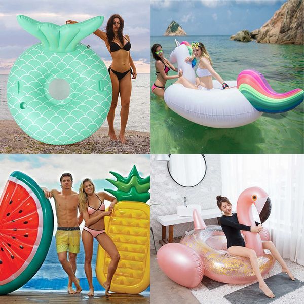 Colete salva-vidas Bóia ROOXIN Unicórnio mesa Flutuante Anel de Natação Colchão Flutuante Água Mar lounge Cama Reclinável Para Adultos Crianças Brinquedos de Festa na Piscina HKD230703