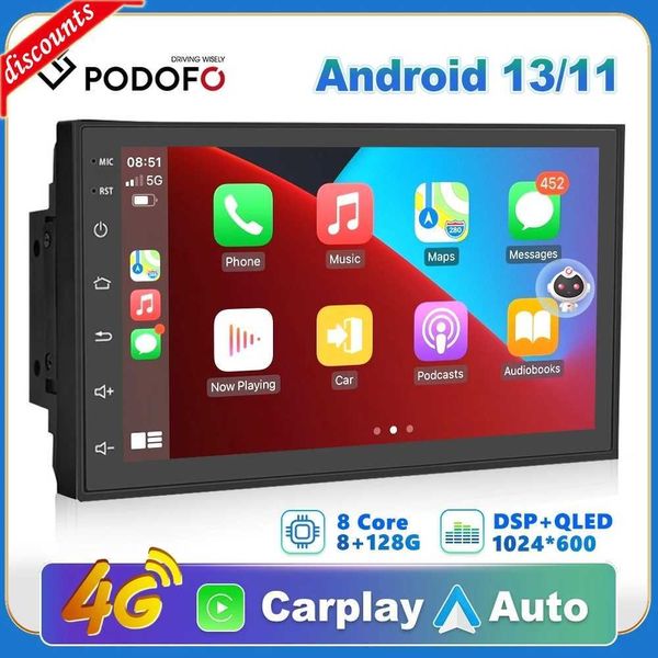 Новый Podofo 8G 128G Car Radio GPS 2 DIN Android 10.0 Auto CarPlay Universal 7 