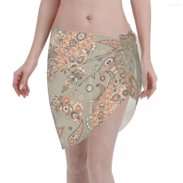 Costumi da bagno da donna Sciarpa pareo in chiffon sexy Paisley Cover Up Wrap Kaftan Sarong Skirt See Through Beach Wear Costumi da bagno Bikini Cover-Up