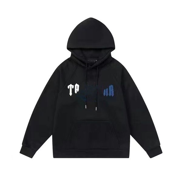 Black Hoodie Trapstar Trailsuit Gökkuşağı Havlu Nakış Kod çözen Kapşonlu Spor Giyim Erkek ve Kadınlar Takım