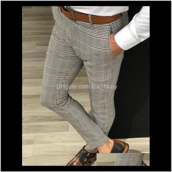 Мужские брюки одежда одежда 3 модели мужские брюки Slim Fit Проверьте повседневные брюки бегают тартан пробегают тощий бот pbgzz197y