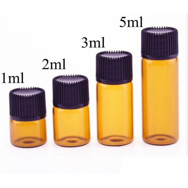 Verpackungsflaschen Amber Dropper Mini Glasflasche Ätherisches Öl Display Fläschchen Kleines Serum pro brauner Probenbehälter Leerer Flüssigkeitstropfen Dhlfh