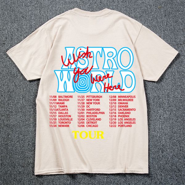 T-shirt da uomo Summer Hip Hop T Shirt Uomo Donna Cactus Jack Harajuku T-shirt YOU WERE HERE Letter Print Tee Tops 230703