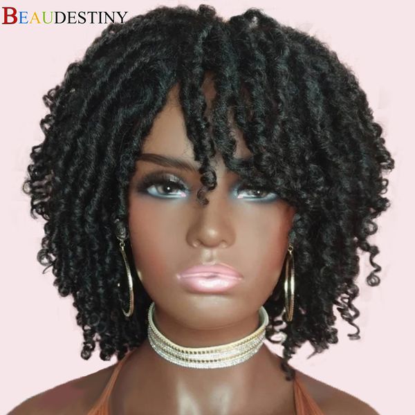 Parrucche sintetiche Parrucca Dreadlock Ombre Parrucche intrecciate Capelli sintetici Parrucche afro afro corte Bob per donne nere Twist Parrucca all'uncinetto Nero Marrone 99J 230701