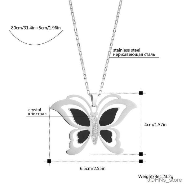 Pingente grande de aço inoxidável feminino pingente borboleta colar bonito inseto alta mão jóias amizade novo r230703