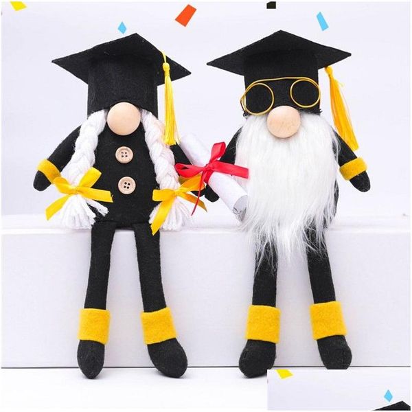 Altre forniture per feste di festa Graduazione nera Ornamenti nani Gamba lunga Congratulazioni Grad Gnomi svedesi 2021 Regalo per scuola superiore Coll Dhgcx