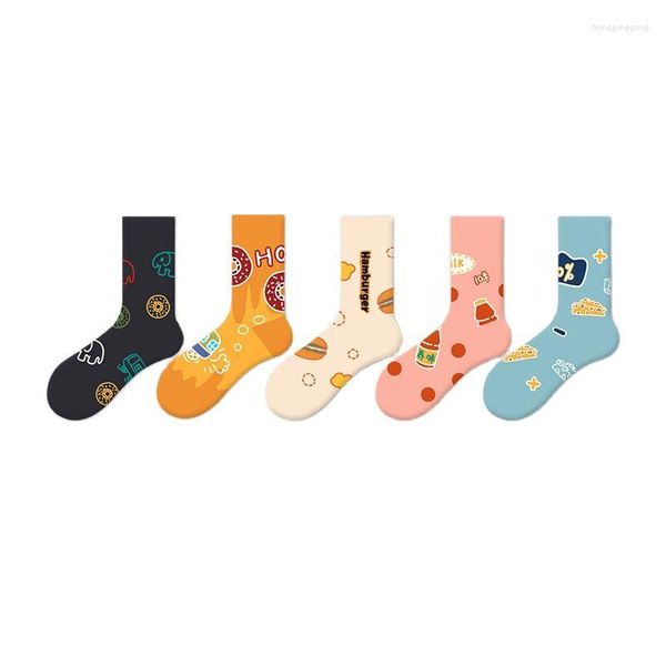 Damensocken, niedlich, für Damen, Herbst, süßer Stil, Cartoon-Muster, weiblich, Mittelrohr, Baumwollsocke für Mädchen, Party-Geschenke, Trend, Heimbekleidung